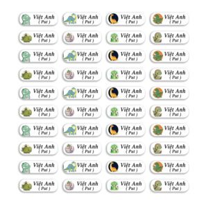 150 Sticker Tên Khủng Long (3.3x1cm) – Sticker Dán Tên Cá Nhân Cho Bé Trai, Hình Khủng Long Dễ Thương