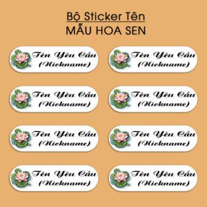 Bộ 300 Sticker Tên Mẫu Hoa Sen – Dịu Dàng, Thanh Nhã & Đầy Ý Nghĩa