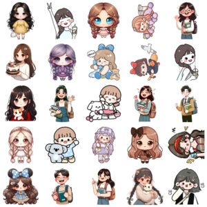 Bộ Sticker Chibi 50 Mẫu – Đáng Yêu, Năng Động, Siêu Dính Siêu Chill poster1 2