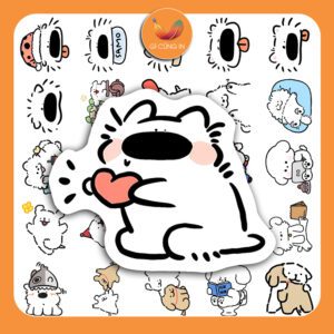 Bộ 50 Sticker Chó là một sưu tập dễ thương lấy cảm hứng từ những chú cún với nhiều biểu cảm và tình huống khác nhau poster03