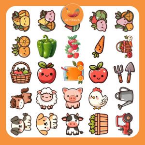 Sticker Trái Cây & Nông Trại – 60 Hình Dễ Thương, Đậm Chất Tươi Mát poster1 11