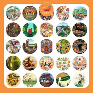 Sticker Việt Nam – Bộ 50 Hình Vẽ Văn Hóa, Ẩm Thực & Cảnh Đẹp Đậm Bản Sắc poster1 12