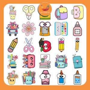 Bộ Sticker Dụng Cụ Học Tập – 50 Hình Siêu Dễ Thương Cho Bé & Học Sinh poster1 4