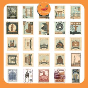 Bộ Sticker Tem Vintage – 50 Hình Kiểu Cổ Điển, Đậm Chất Retro poster2 10