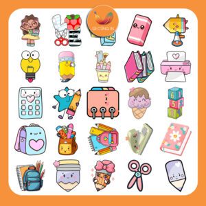 Bộ Sticker Dụng Cụ Học Tập – 50 Hình Siêu Dễ Thương Cho Bé & Học Sinh poster2 4